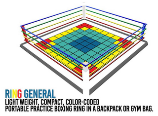 RING GENERAL LIGHT WEIGHT, COMPACT, COLOR-CODED PORTABLE PRACTICE BOXING RING IN A BACKPACK OR GYM BAG. logo