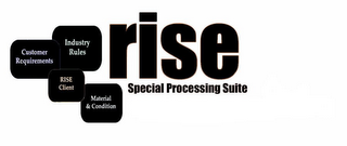 RISE SPECIAL PROCESSING SUITE INDUSTRY RULES CUSTOMER REQUIREMENTS RISE CLIENT MATERIAL & CONDITION logo
