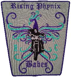 RISING PHYNIX BABES IN PURPLE RC IN TEAL. logo