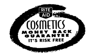 RITE AID COSMETICS MONEY BACK GUARANTEE IT'S RISK FREE logo