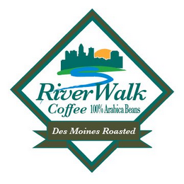 RIVERWALK COFFEE 100% ARABICA BEANS DES MOINES ROASTED logo