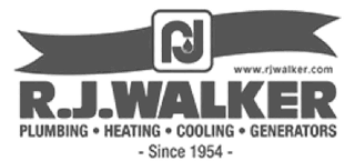 RJ, WWW.RJWALKER.COM R.J. WALKER PLUMBING HEATING COOLING GENERATORS - SINCE 1954 - logo