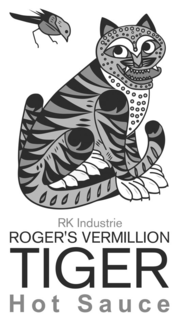 RK INDUSTRIE ROGER'S VERMILLION TIGER HOT SAUCE logo
