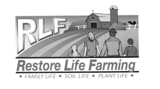 RLF RESTORE LIFE FARMING FAMILY LIFE SOIL LIFE PLANT LIFE logo