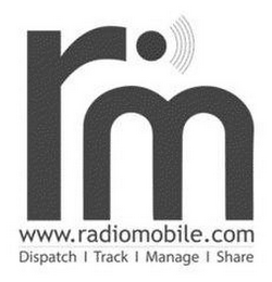 RM WWW.RADIOMOBILE.COM DISPATCH TRACK MANAGE SHARE logo