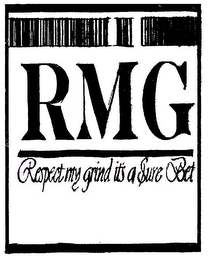 RMG RESPECT MY GRIND IT'S A SURE BET logo