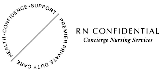 RN CONFIDENTIAL CONCIERGE NURSING SERVICES HEALTH CONFIDENCE SUPPORT PREMIER PRIVATE DUTY CARE logo
