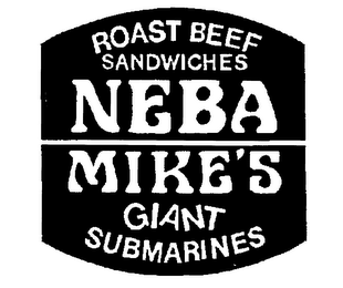 ROAST BEEF SANDWICHES NEBA MIKE'S GIANT SUBMARINES logo