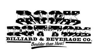 ROCK BOTTOM BILLIARD & BEVERAGE CO. BOULDER THAN MOST! logo