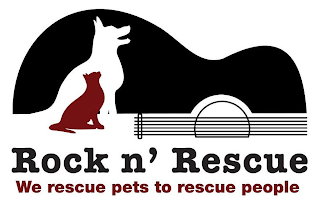 ROCK N' RESCUE WE RESCUE PETS TO RESCUE PEOPLE logo