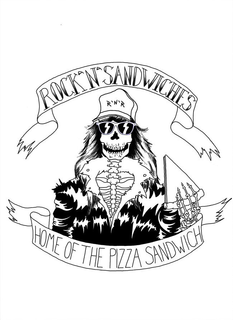 ROCK 'N' SANDWICHES R'N'R HOME OF THE PIZZA SANDWICH logo