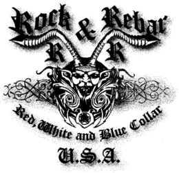 ROCK & REBAR R R RED, WHITE AND BLUE COLLAR U.S.A. logo