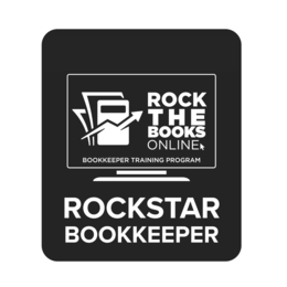 ROCK THE BOOKS ONLINE BOOKKEEPER TRAINING PROGRAM ROCKSTAR BOOKKEEPER logo