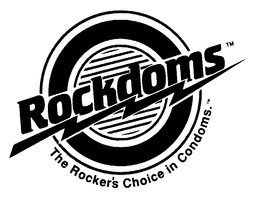 ROCKDOMS THE ROCKER'S CHOICE IN CONDOMS. logo