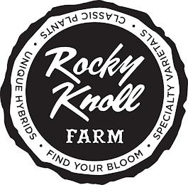 ROCKY KNOLL FARM CLASSIC PLANTS UNIQUE HYBRIDS FIND YOUR BLOOM SPECIALTY VARIETALS logo