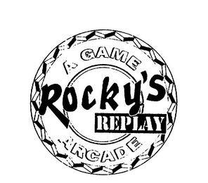 ROCKY'S REPLAY A GAME ARCADE logo