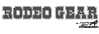RODEO GEAR BY MIGHTY MULE AMERICA'S #1 DIY GATE OPENER logo
