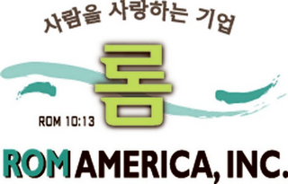 ROM AMERICA, INC. ROM 10:13 logo