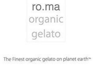 RO.MA ORGANIC GELATO THE FINEST ORGANIC GELATO ON PLANET EARTH logo