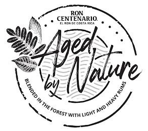 RON CENTENARIO EL RON DE COSTA RICA AGED BY NATURE. BLENDED IN THE FOREST WITH LIGHT AND HEAVY RUMS logo