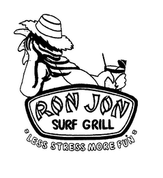 RON JON SURF GRILL "LESS STRESS MORE FUN" logo