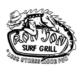 RON JON SURF GRILL "LESS STRESS MORE FUN" logo