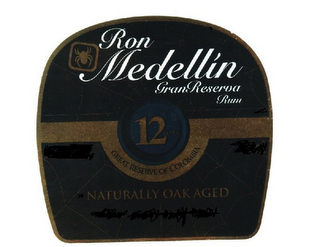 RON MEDELLIN GRANRESERVA 12 ANOS GRAN RESERVA DE COLOMBIA AÑEJAMIENTO NATURAL logo