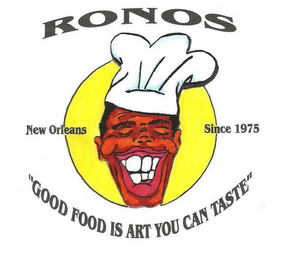 RONOS NEW ORLEANS SINCE 1975 "GOOD FOODIS ART YOU CAN TASTE" logo