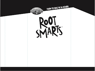 ROOT VALLEY FARMS PREMIUM QUALITY FARM TO BAG IN 24 HOURS ROOT SMARTS logo