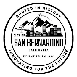 ROOTED IN HISTORY INNOVATING FOR THE FUTURE CITY OF SAN BERNARDINO CALIFORNIA FOUNDED IN 1810 logo