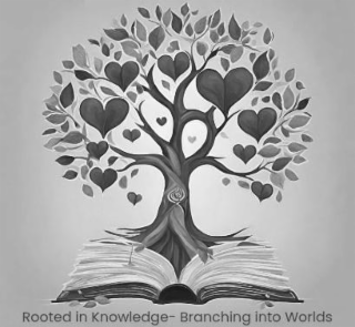 ROOTED IN KNOWLEDGE- BRANCHING INTO WORLDS logo