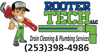 ROOTER TECH LLC DRAIN CLEANING & PLUMBING SERVICES (253)398-4986 ROOTER TECH ROOTER TECH logo