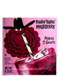 ROOTIN' TOOTIN' RASPBERRY MAKES 2 QUARTS IMITATION RASPBERRY FLAVOR SOFT DRINK MIX NET WT. 0.15 OZ. logo