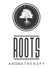 ROOTS AROMATHERAPY ESSENTIAL OILS CALMING EUCALYPTUS SOOTHING SPEARMINT logo