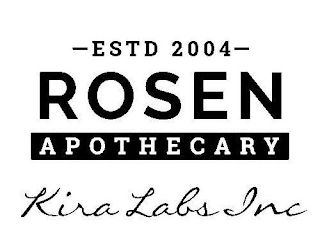 ROSEN APOTHECARY KIRA LABS INC - ESTD 2004 - logo