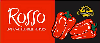 ROSSO LIVE OAK RED BELL PEPPERS LIVE OAK FARMS SINCE 1929 logo