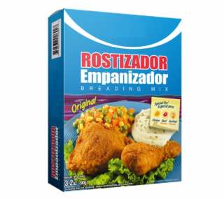 ROSTIZADOR EMPANIZADOR BREADING MIX ROSTIZADOR EMPANIZADOR BREADING MIX ORIGINAL SPECIAL FOR / ESPECIAL PARA: CHICKEN BEEF SEAFOOD POLLO MILANESA MARISCOS NET WT / PESO NETO 3.2OZ. (90G) SEASONED FLOUR FOR BREADING / HARINA CONDIMENTADA PARA EMPANIZAR logo