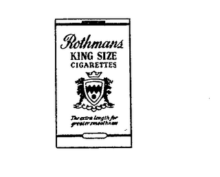 ROTHMANS KING SIZE CIGARETTES THE EXTRA LENGTH FOR GREATER SMOOTHNESS logo