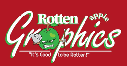 ROTTEN APPLE GRAPHICS IT'S GOOD TO BE ROTTEN!" logo