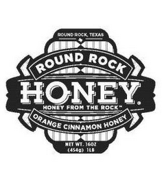 ROUND ROCK HONEY HONEY FROM THE ROCK ORANGE CINNAMON HONEY NET WT. 16 0Z {454G} 1LB logo