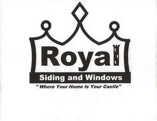 ROYAL SIDING AND WINDOWS WHERE YOUR HOME IS YOUR CASTLE logo
