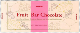 ROYCE' FRUIT BAR CHOCOLATE STRAWBERRY MANGO CRANBERRY BANANA AND NUTTY PUFF IN CHOCOLATE logo