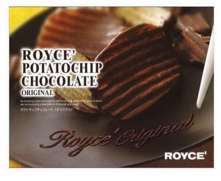 ROYCE' POTATOCHIP CHOCOLATE ORIGINAL BY BREAKING DOWN OLD CUSTOMS AND PRODUCING CONSISTENTLY ORIGINAL ITEMS, WE ARE PURSUING A NEW LEVEL IN CHOCOLATE ENJOYMENT. ROYCE' ORIGINAL ROYCE' logo