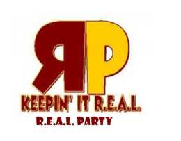 RP. KEEPIN' IT R.E.A.L. R.E.A.L. PARTY logo
