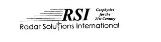 RSI GEOPHYSICS FOR THE 21ST CENTURY RADAR SOLUTIONS INTERNATIONAL logo