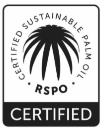 RSPO CERTIFIED SUSTAINABLE PALM OIL CERTIFIED logo