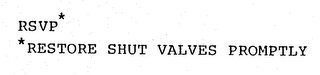 RSVP* *RESTORE SHUT VALVES PROMPTLY logo