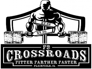 RT. 66 RT. 30 F3 CROSSROADS FITTER FARTHER FASTER PLAINFIELD IL logo