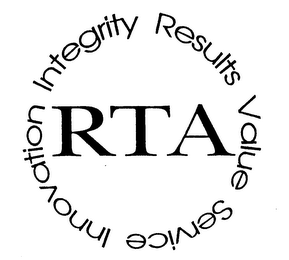 RTA INTEGRITY RESULTS VALUE SERVICE INNOVATION logo