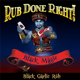 RUB DONE RIGHT! BLACK MAGIC BLACK GARLIC RUB logo